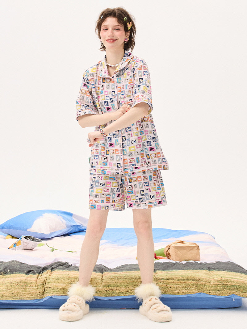 Pink Cat Stamp Pajama