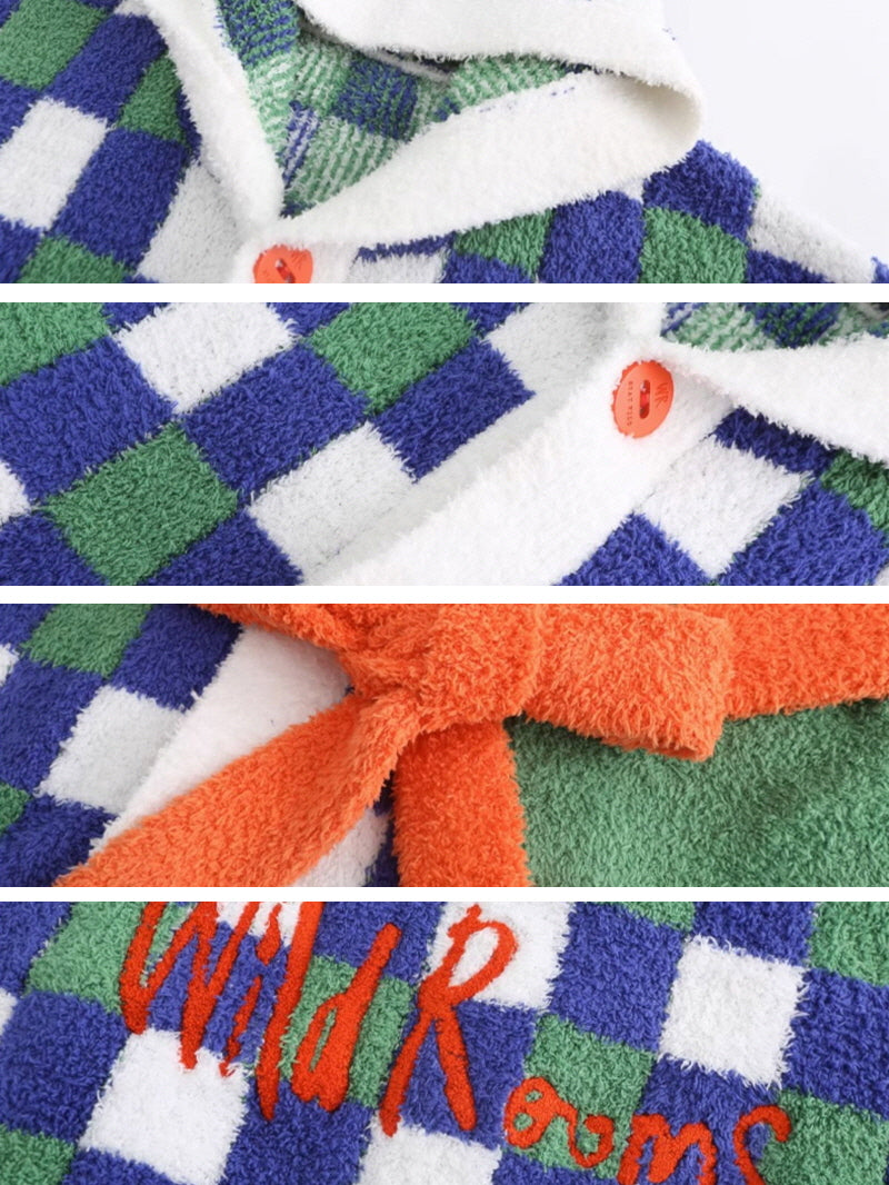 Vivid Checkerboard Hooded Robe