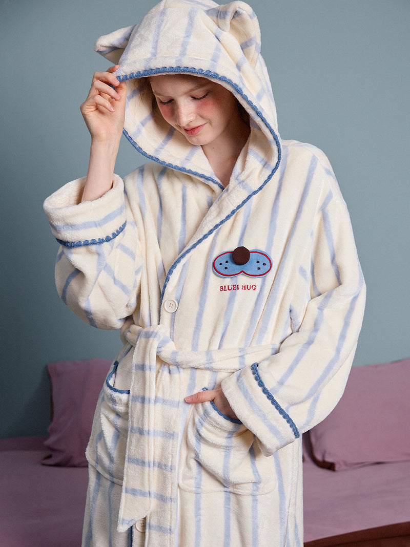 Blue Hug Stripe Robe