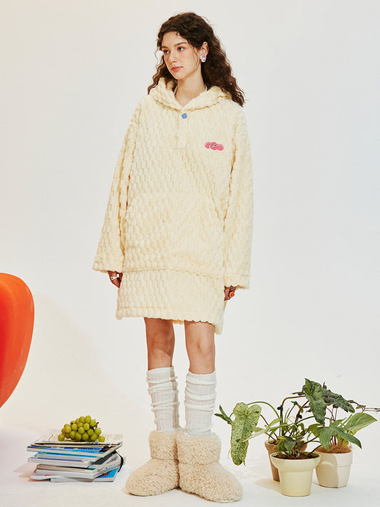 Yellow Cloudy Hooded Nightgown