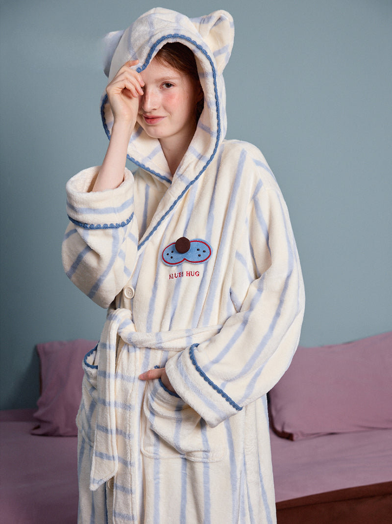 Blue Hug Stripe Robe