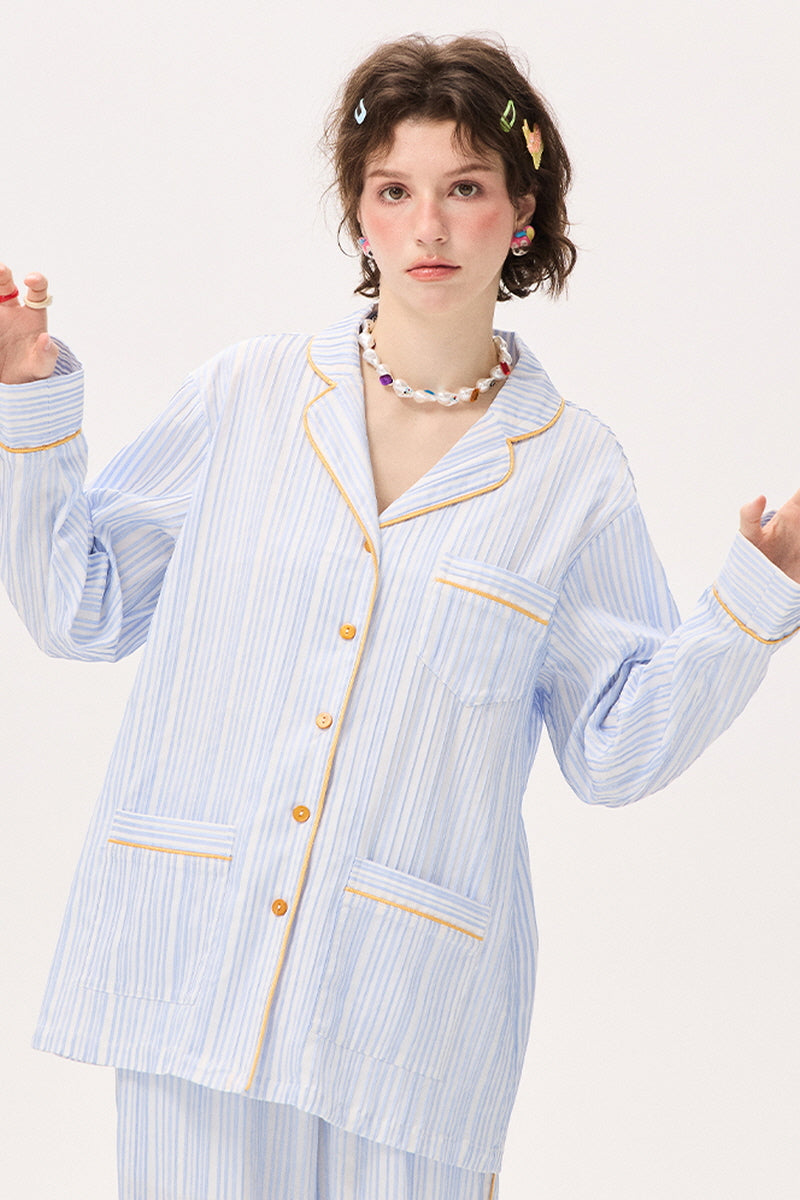 Skyblue Lemon Pie Stripe Pajama