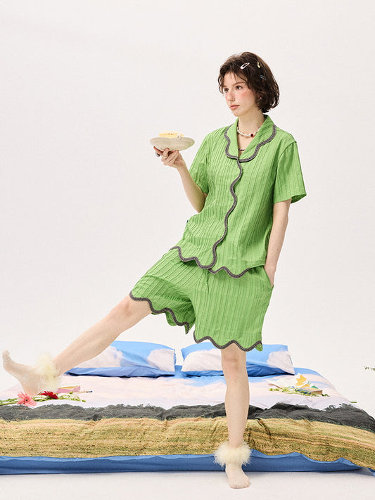 Green Wave Scallop Pajama