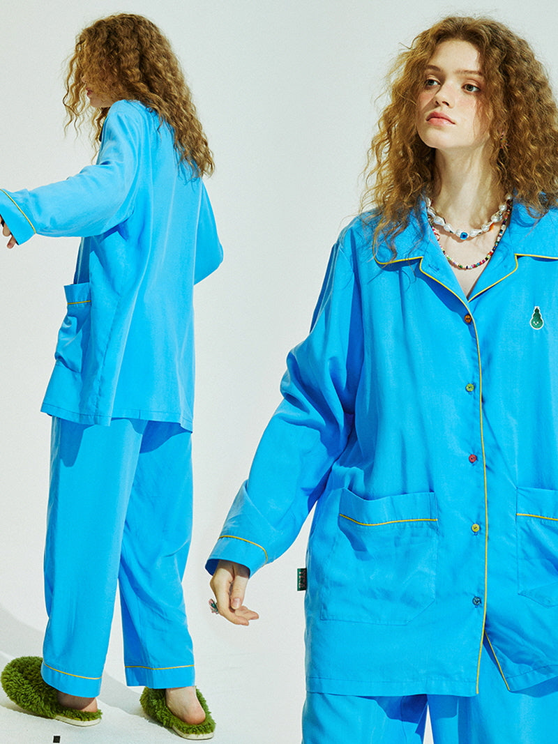 Sky Blue Piping Classic Pajama