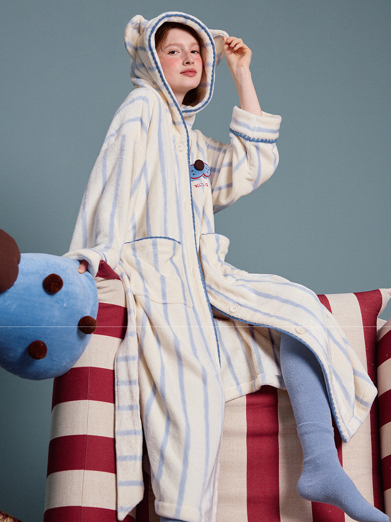 Blue Hug Stripe Robe