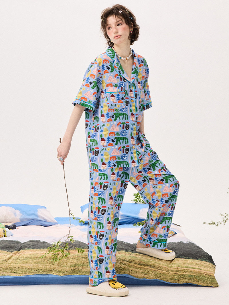 Sky Blue Jungle Print Pajama