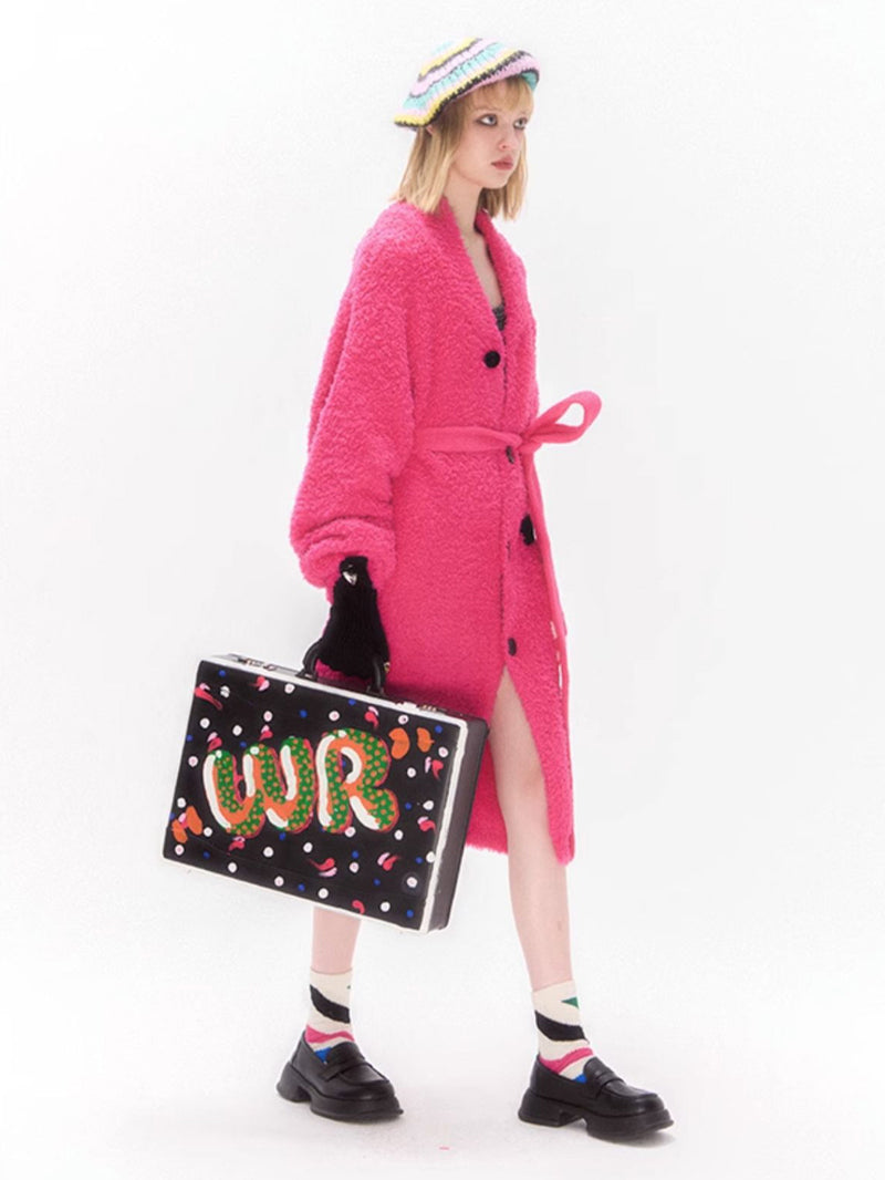 Hot Pink Cozy Button-Up Robe