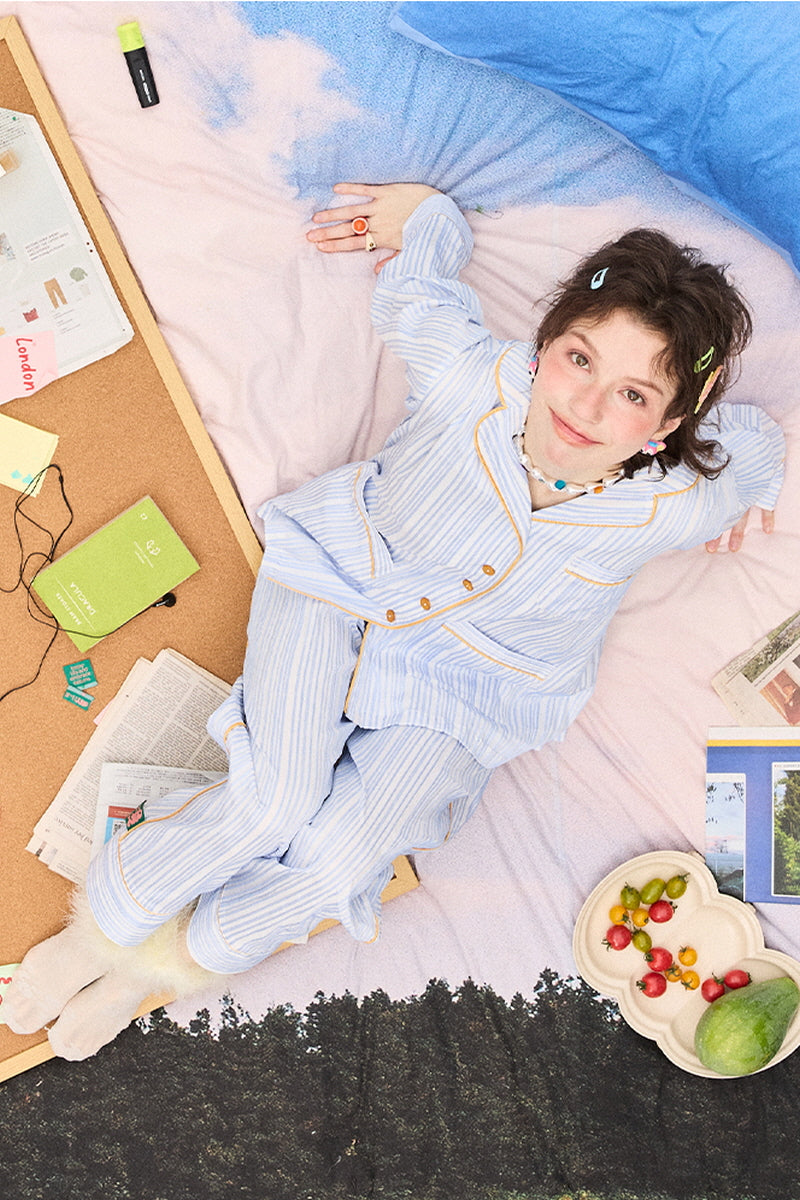 Skyblue Lemon Pie Stripe Pajama