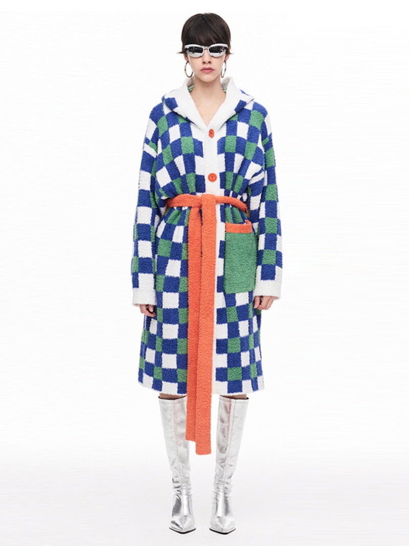 Vivid Checkerboard Hooded Robe
