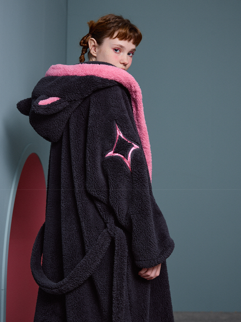Midnight Cat Hoodie Robe