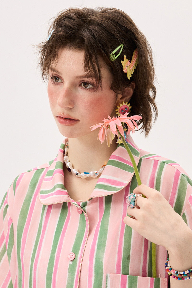 Pistachio Pink Stripe Pajama
