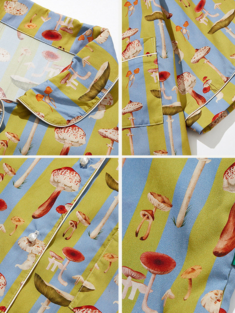 Olive Mushroom Satin Short Pajama