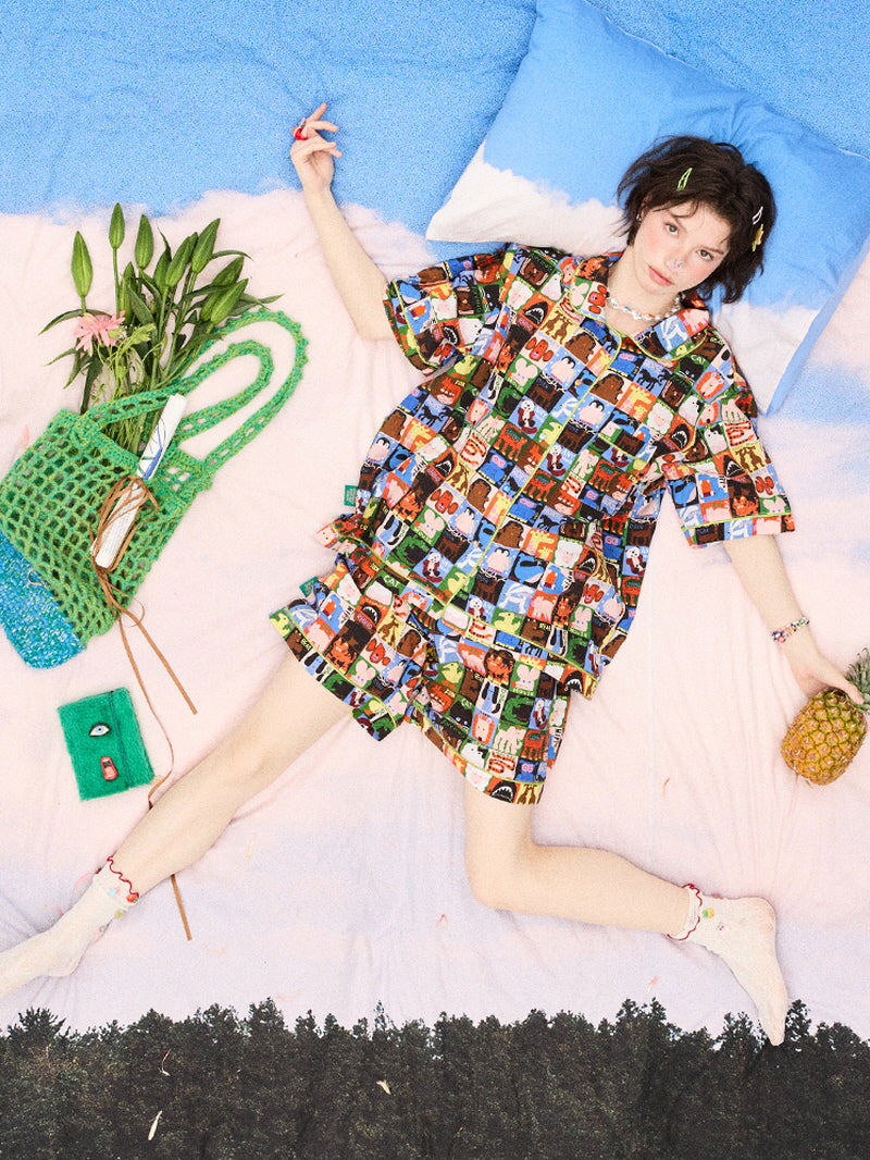 Color Block Character Pajama