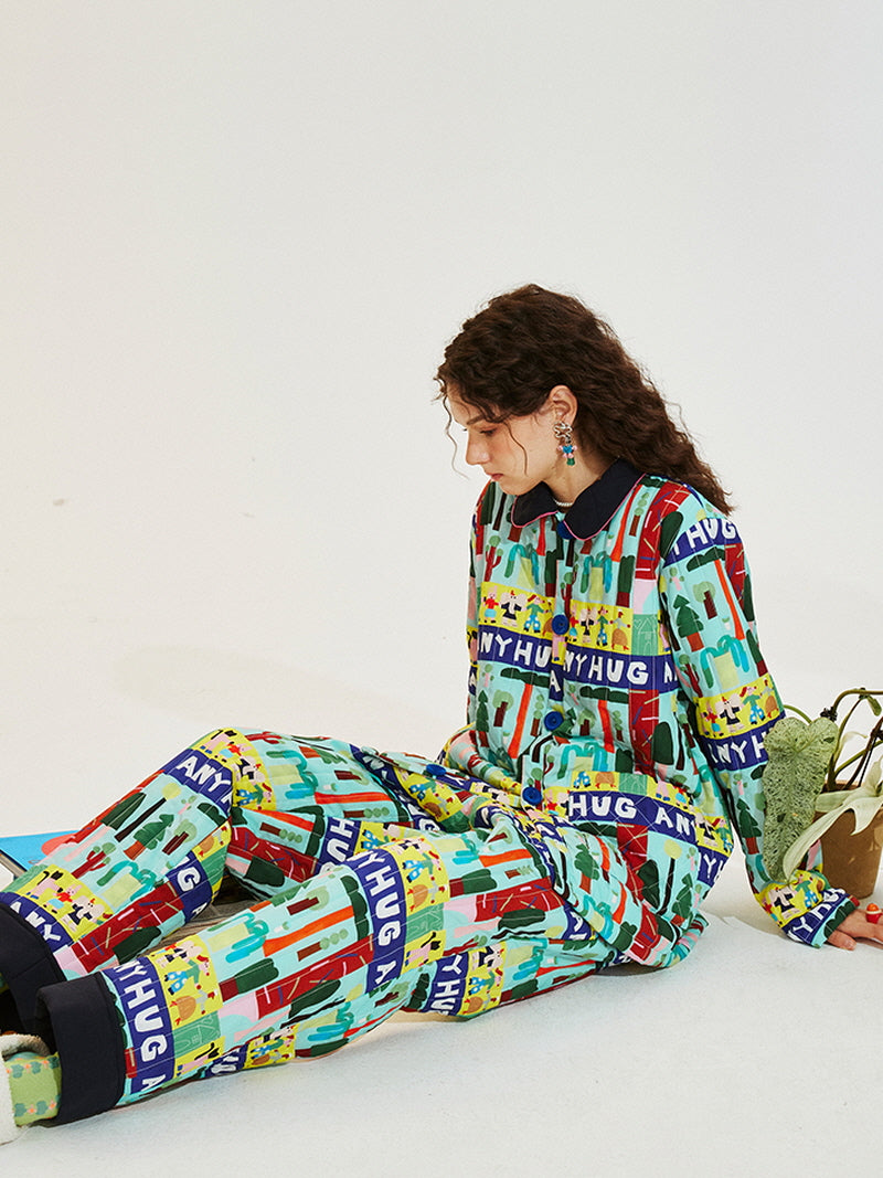 Colorful Collage Quilted Pajama