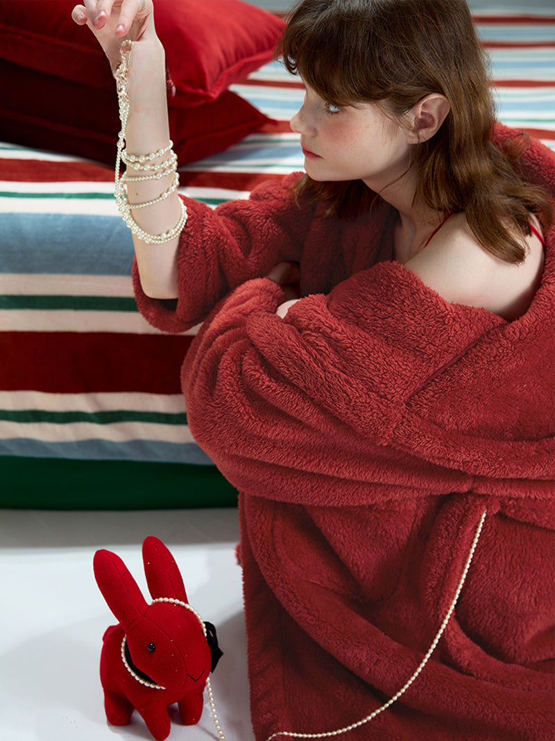 Cherry Bunny Hooded Robe
