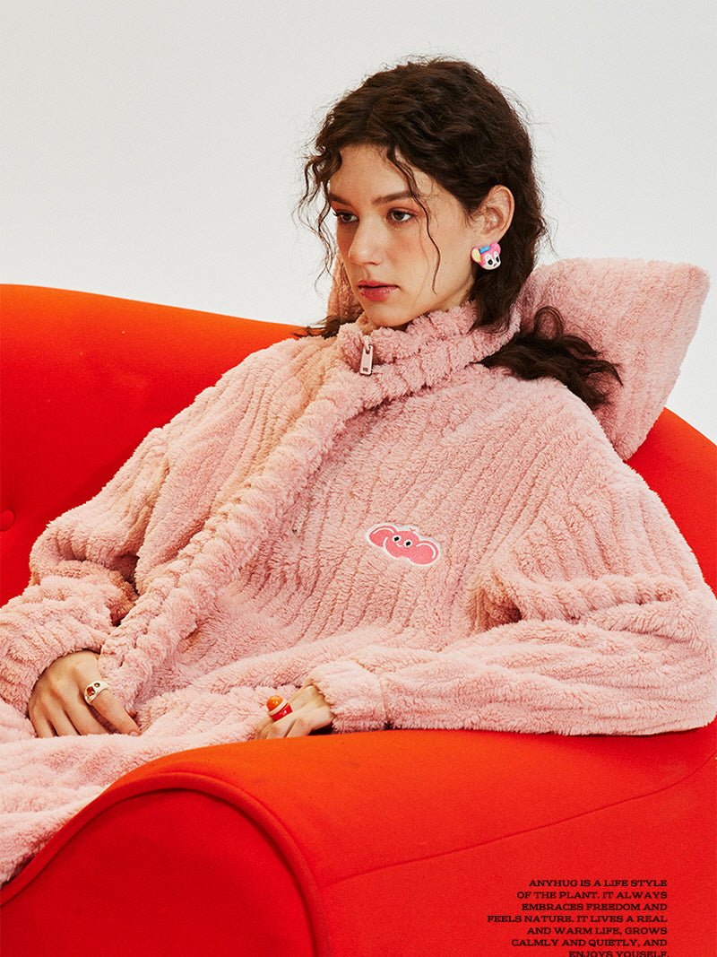 Pink Ribbon Fleece Zip-Up Nightgown