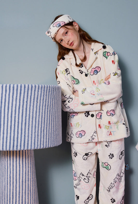 Doodle Cat Fuzzy Pajama