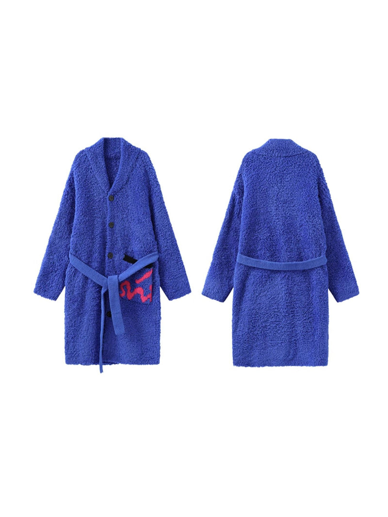 Electric Blue Cozy Button-Up Robe