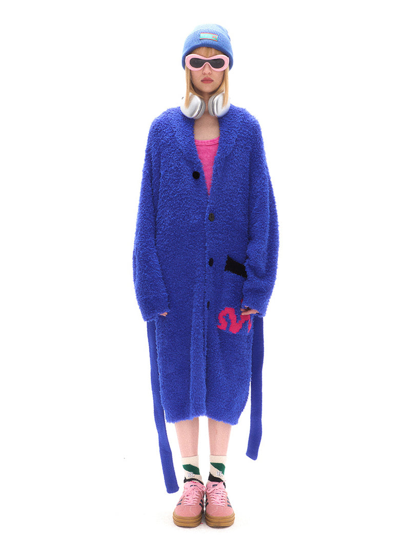 Electric Blue Cozy Button-Up Robe
