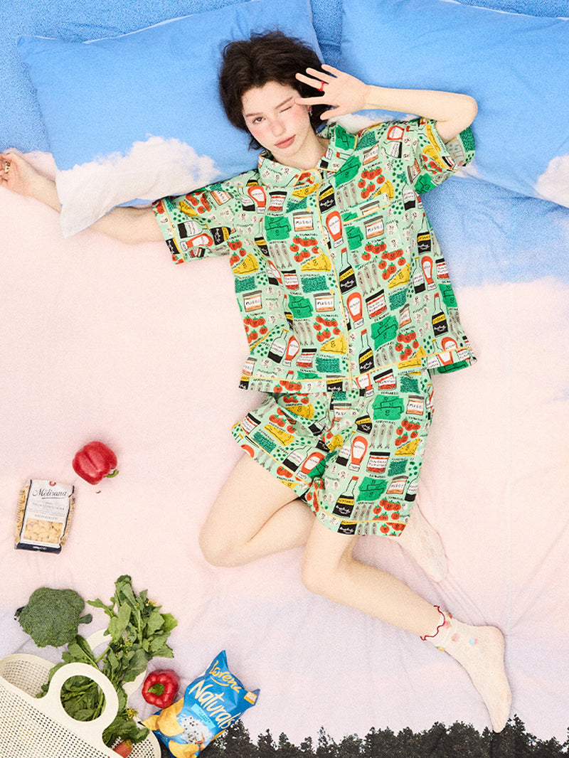 Green Grocery Label  Pajama
