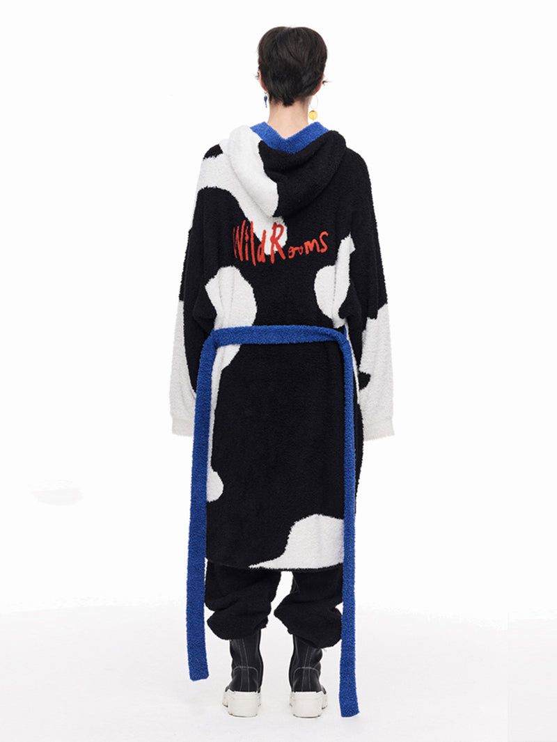 Blue Accent Cow Print Robe