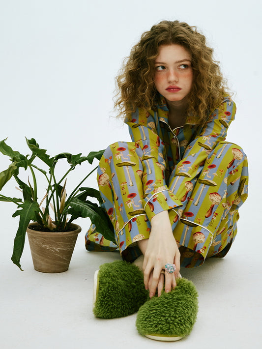 Olive Mushroom Satin Pajama