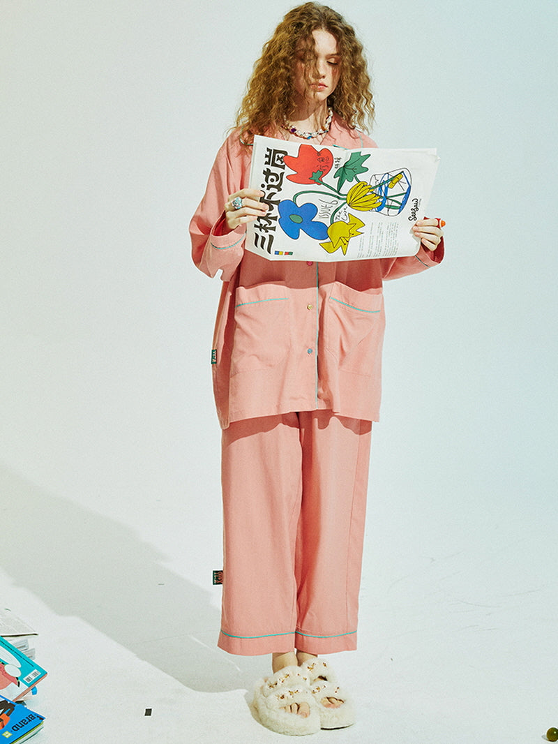 Dusty Pink Piping Classic Pajama
