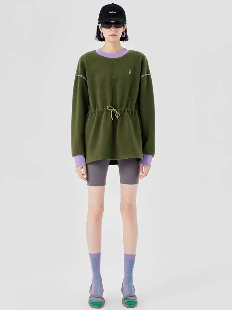 Olive Mixed-Fabric Jogger Pajama