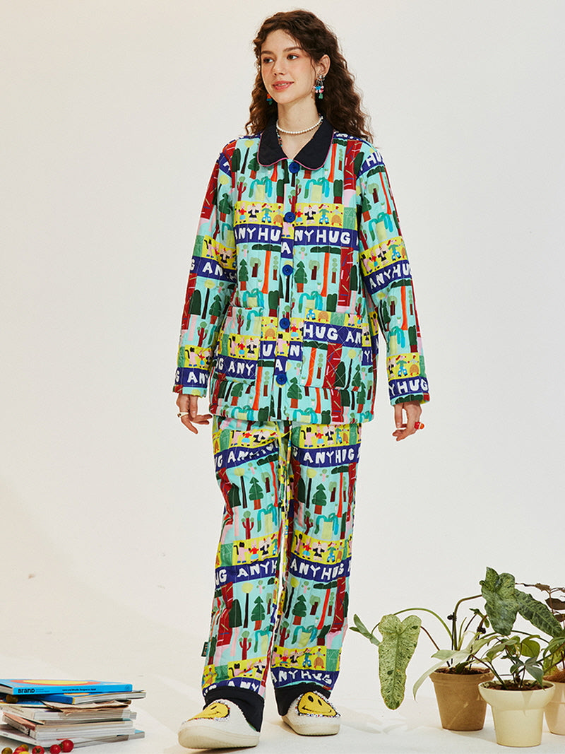 Colorful Collage Quilted Pajama