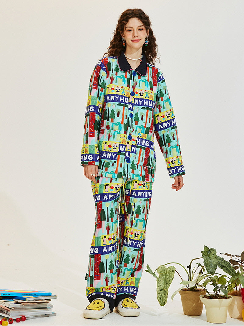 Colorful Collage Quilted Pajama