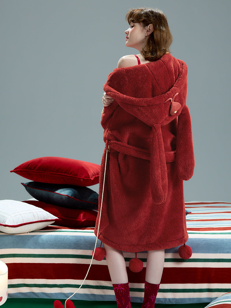 Cherry Bunny Hooded Robe