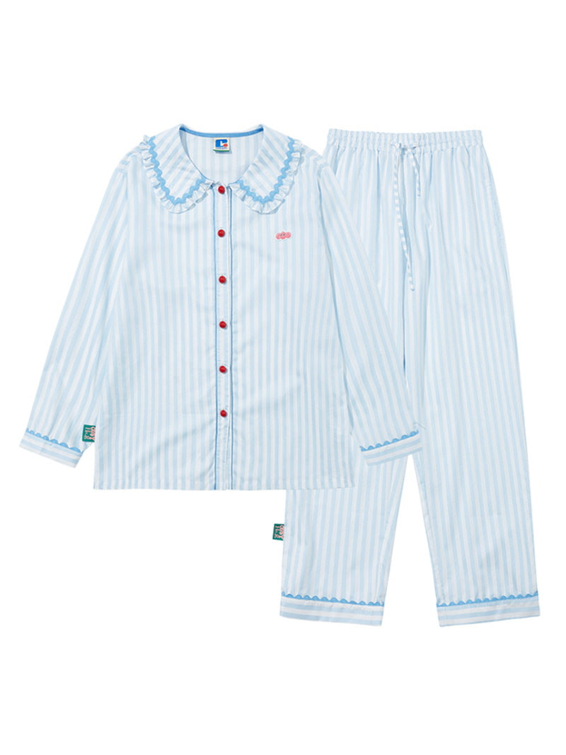 Light Blue Striped Pajama Set