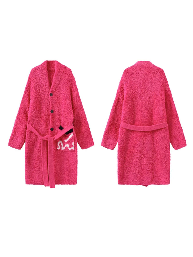 Hot Pink Cozy Button-Up Robe