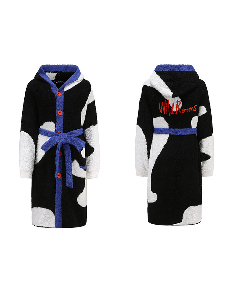 Blue Accent Cow Print Robe