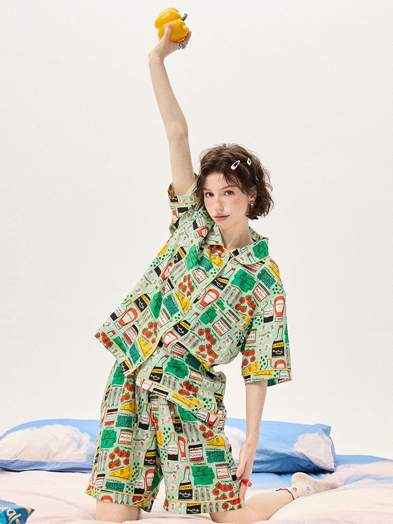 Green Grocery Label  Pajama