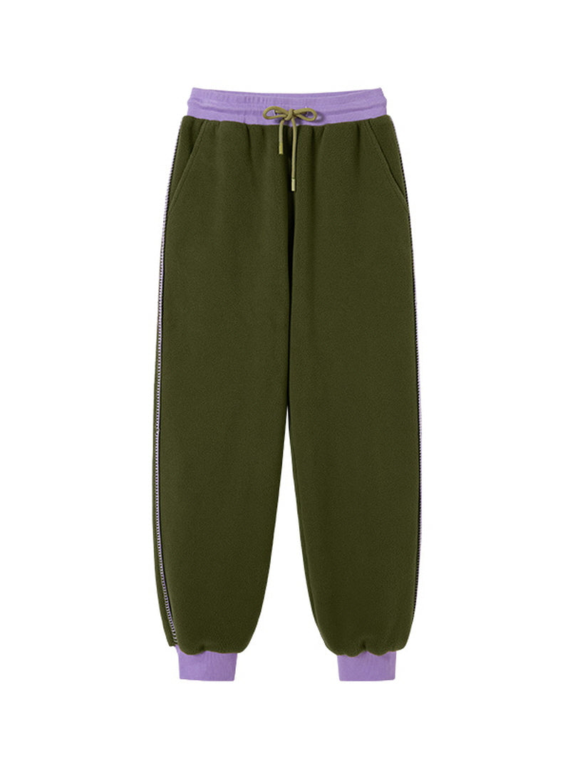 Olive Mixed-Fabric Jogger Pajama