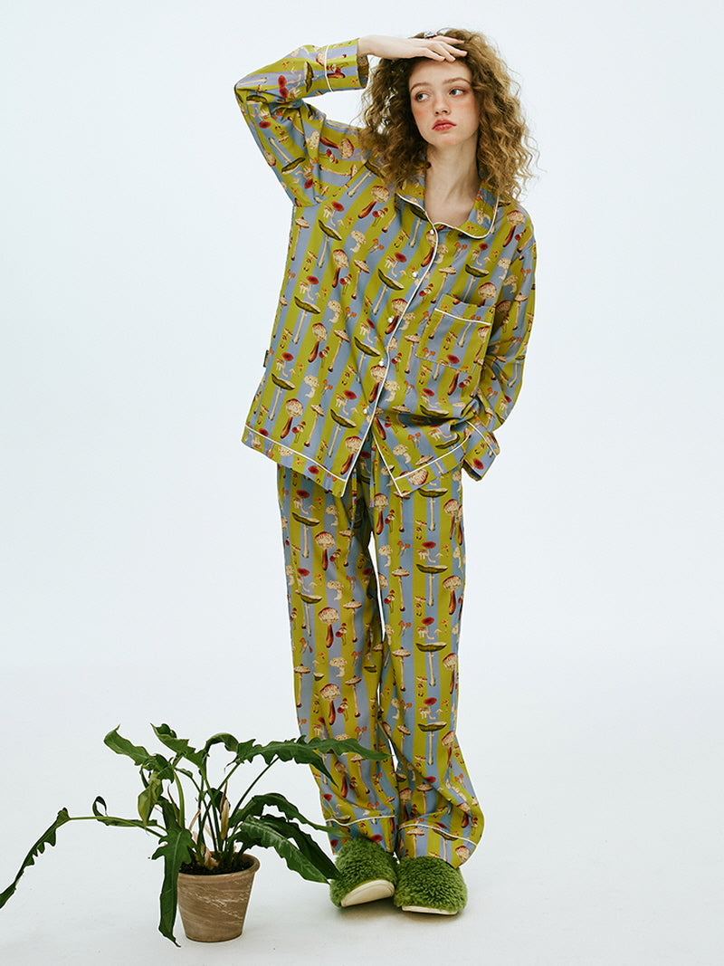 Olive Mushroom Satin Pajama