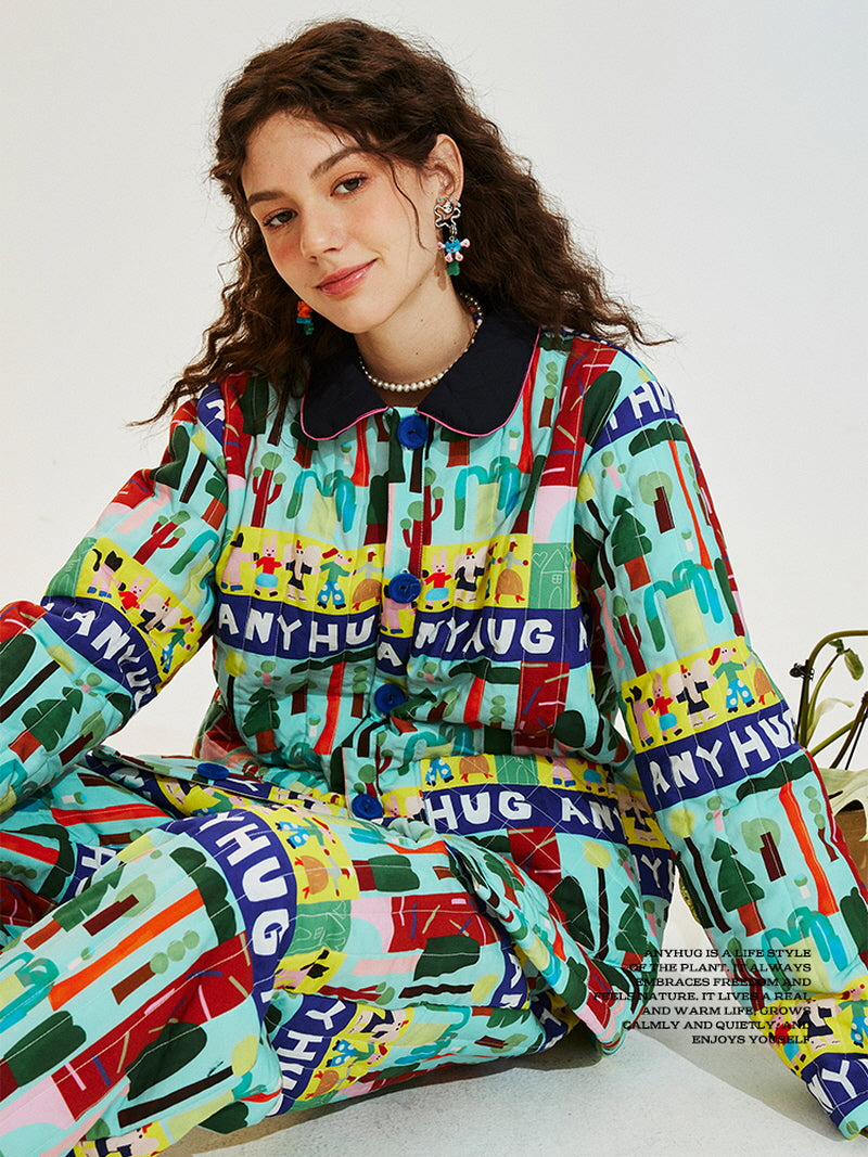Colorful Collage Quilted Pajama