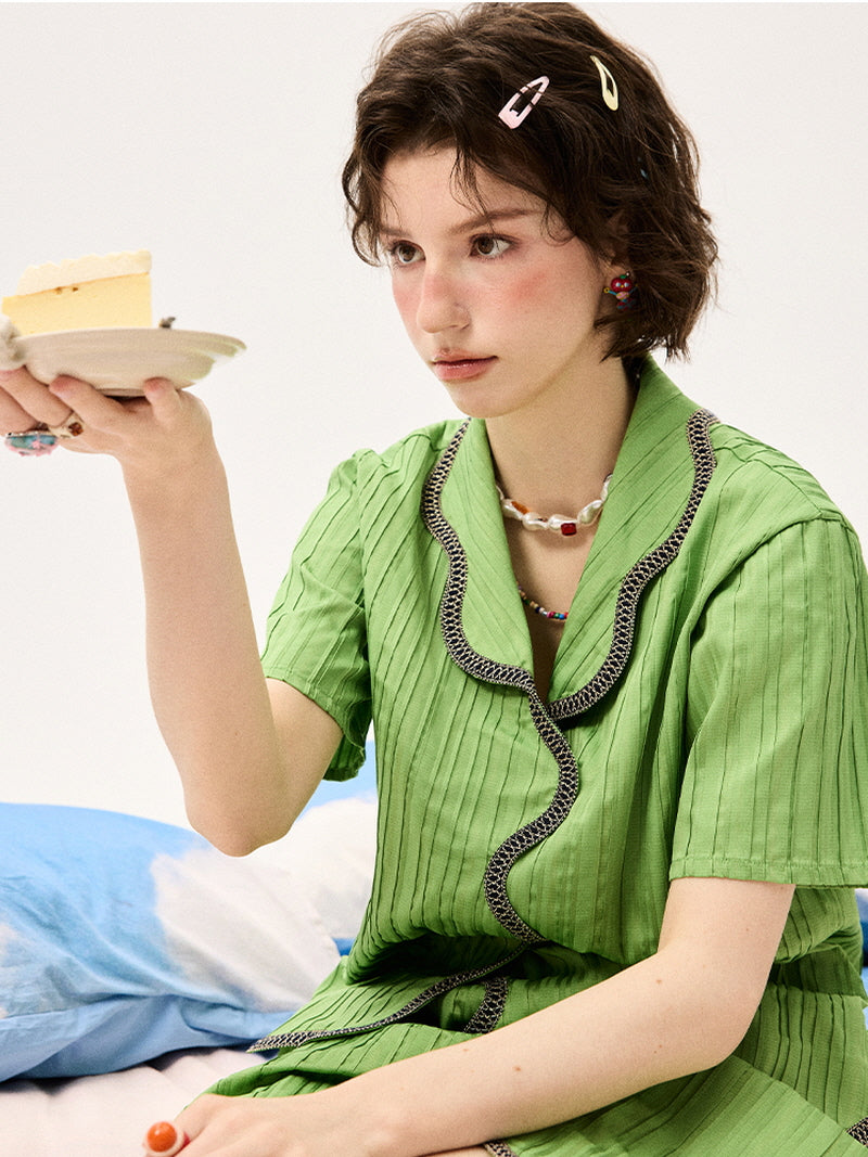 Green Wave Scallop Pajama