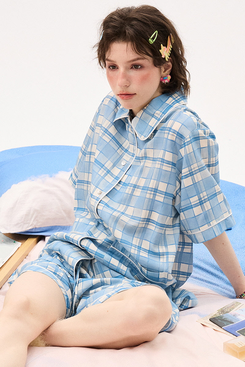 Marine Blue Check Pajama