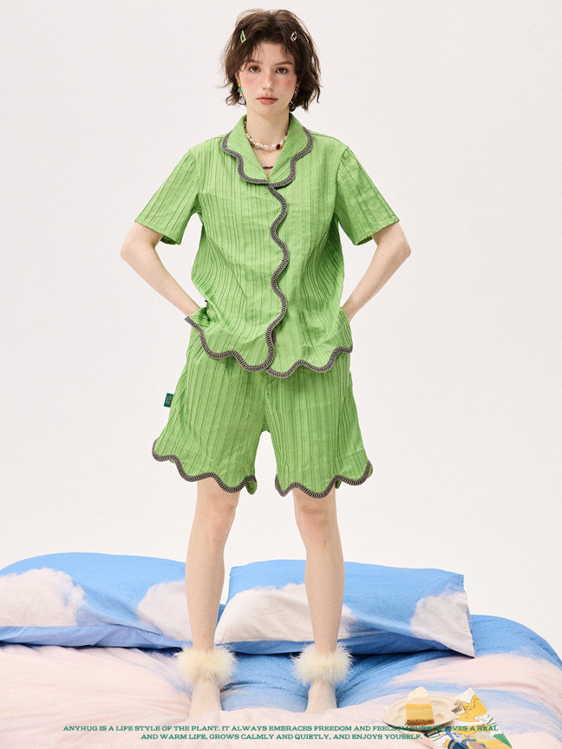 Green Wave Scallop Pajama