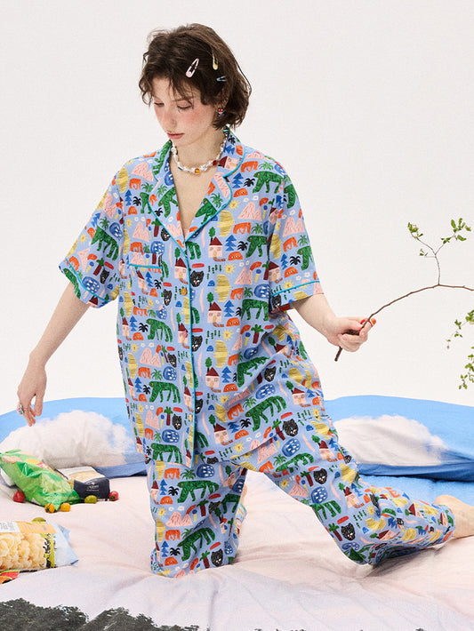 Sky Blue Jungle Print Pajama