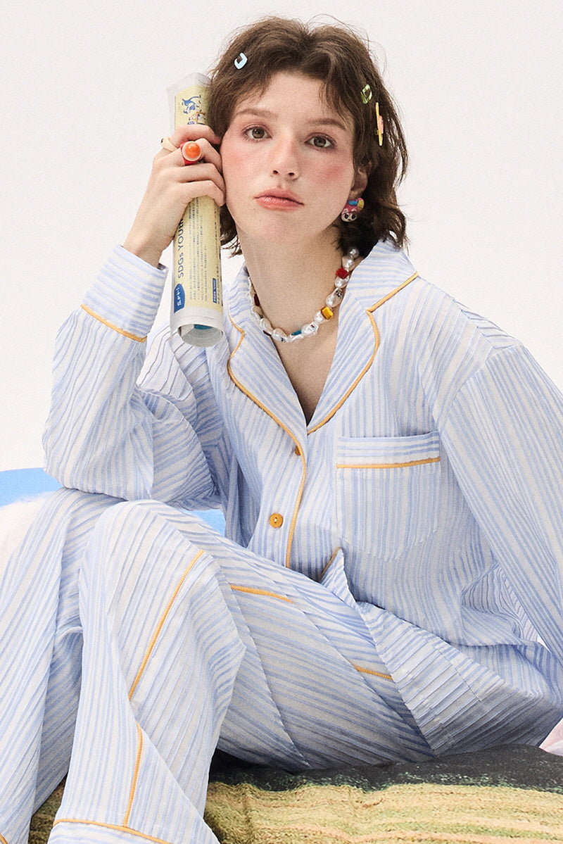 Skyblue Lemon Pie Stripe Pajama