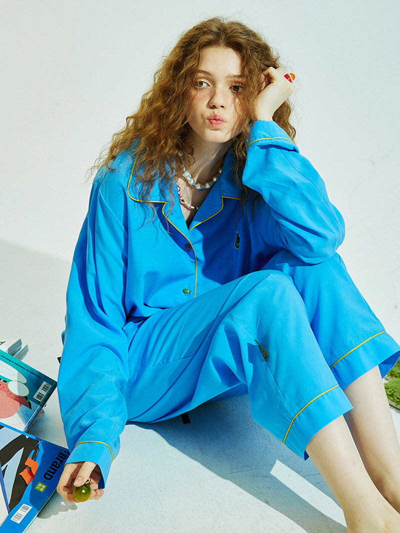 Sky Blue Piping Classic Pajama