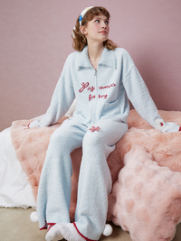 Frosty Ribbon Zip-Up Pajama