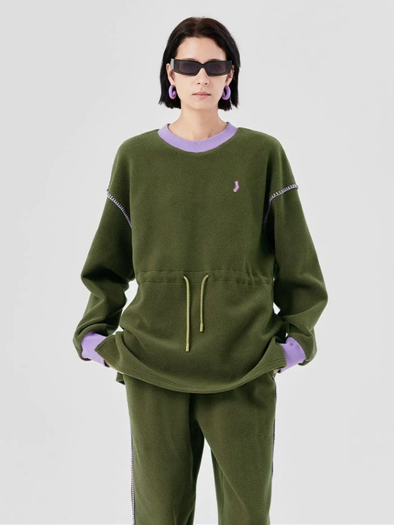 Olive Mixed-Fabric Jogger Pajama