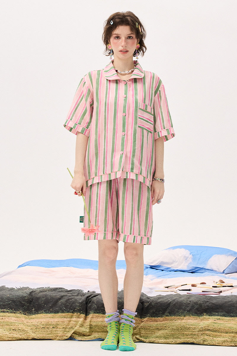 Pistachio Pink Stripe Pajama
