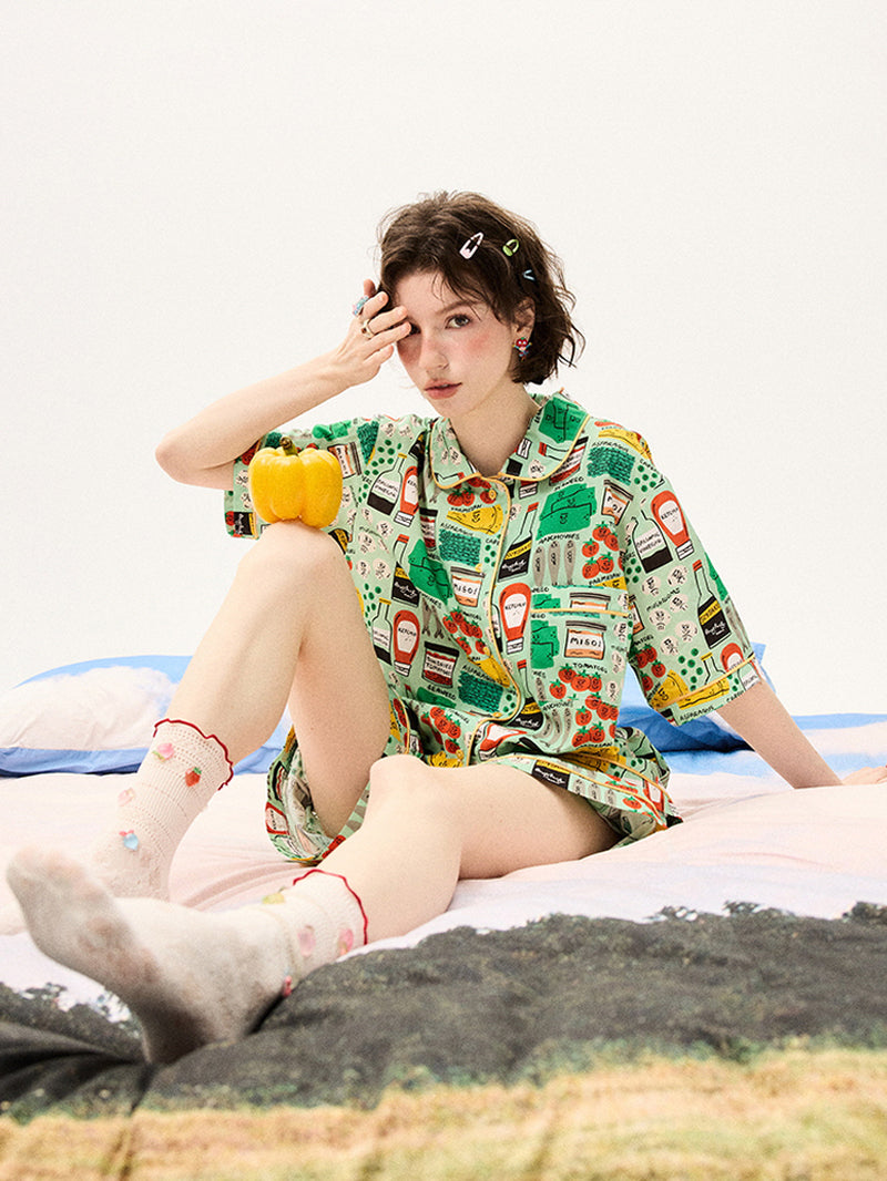 Green Grocery Label  Pajama