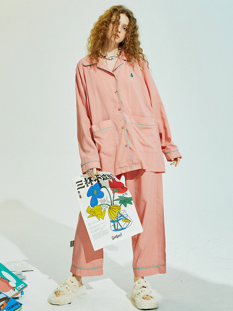Dusty Pink Piping Classic Pajama