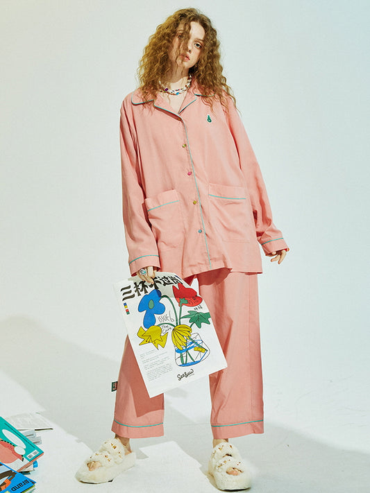 Dusty Pink Piping Classic Pajama